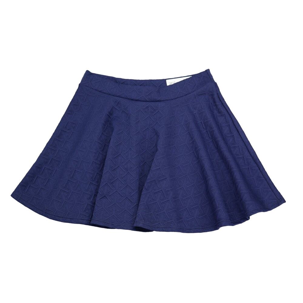 Best Cody Skirt Womens L Blue Mini Pleated Elastic Waist Pull On Geometric